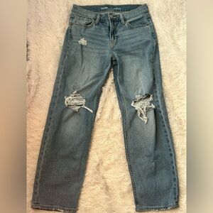 Old Navy, Size 0, Mid-Rise, Boyfriend Loose Jeans, Medium Wash, Worn
